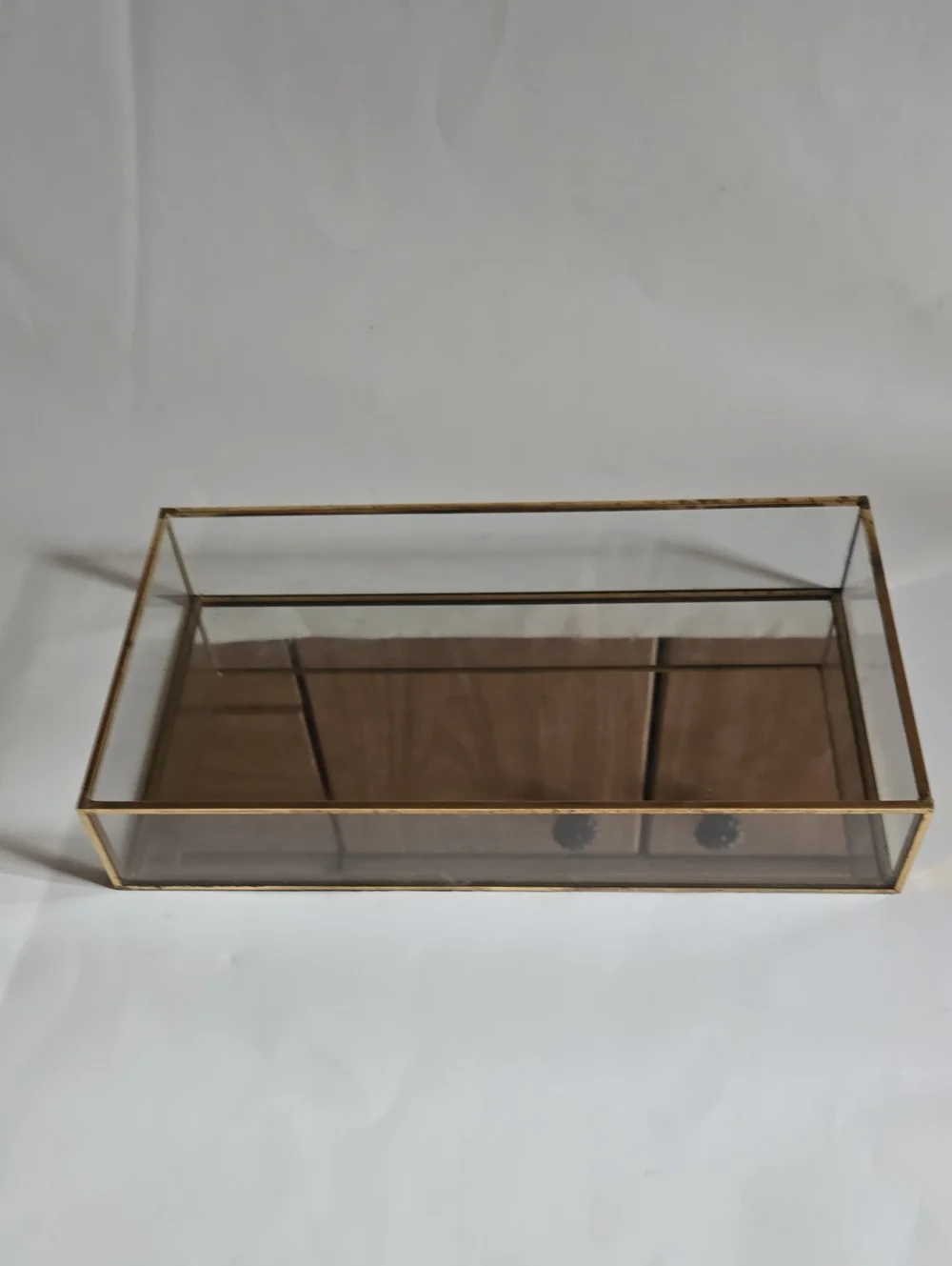 Gold Glass Decorative Tray Home Decor Vanity Jewelry Organizer